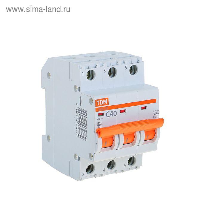Выключатель автоматический TDM ВА47-29, 3п, 40 А, 4.5 кА Выключатель автоматический TDM ВА47-29, 3п, 40 А, 4.5 кА