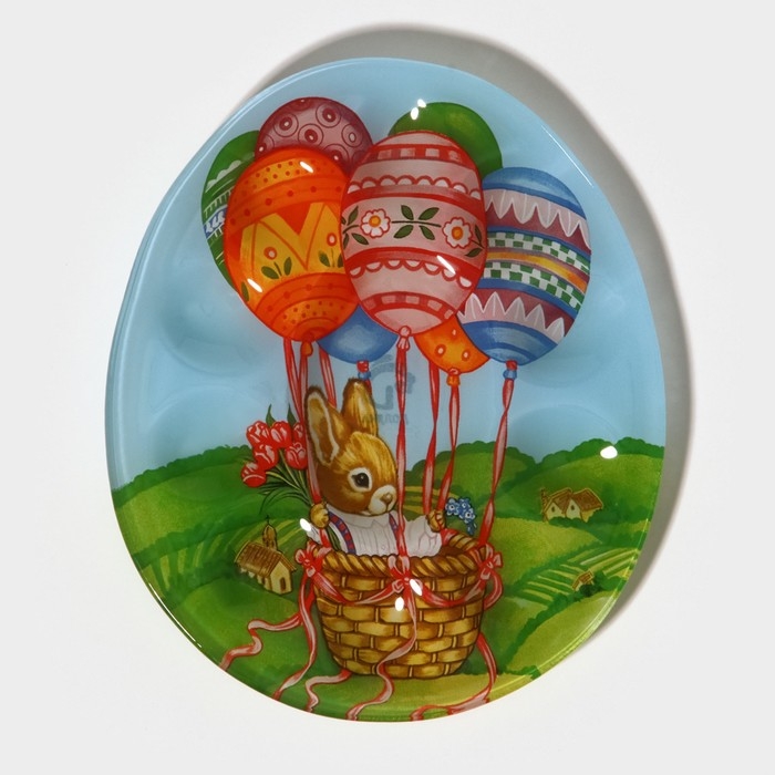 Подставка стеклянная для яиц 10 ячеек Доляна «Пасхальный кролик», 24×20,5 см Подставка стеклянная для яиц 10 ячеек Доляна «Пасхальный кролик», 24×20,5 см