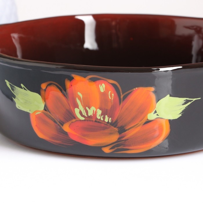 Емкость для запекания Емкость для запекания "Десерт большая" 2,25л / 25,5х8см, мак на черном