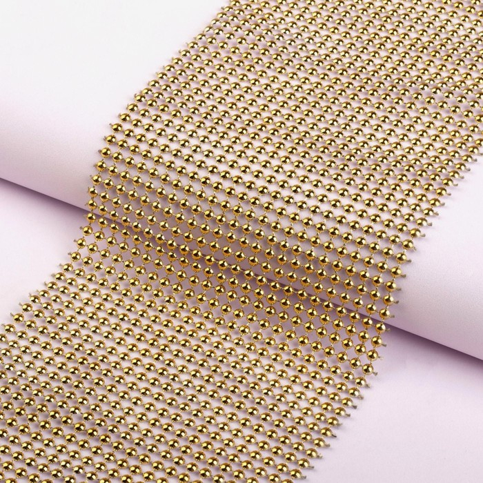 Лента с имитацией выпуклых страз, 11,5 см, 9 &plusmn; 1 м, цвет золотой