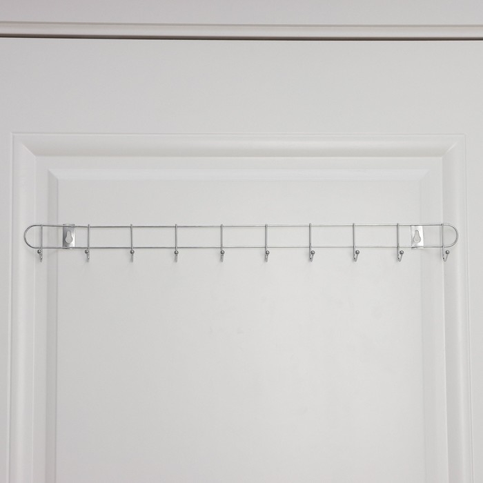 Вешалка настенная Доляна &laquo;Лето&raquo;, 10 крючков, 55&times;5&times;3.5 см, хромированная