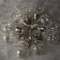 Гирлянда &laquo;Нить&raquo; 3 м роса с насадками &laquo;Лампочки объёмные&raquo;, IP20, серебристая нить, 100 LED, свечение белое, 3.5 В