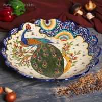 Ляган Риштанская Керамика "Жар птица", 41 см, рифлённый Ляган Риштанская Керамика "Жар птица", 41 см, рифлённый