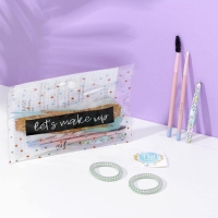Подарочный набор Let's makeup, щеточка и кисть для бровей, пинцет, резинки для волос 2 шт, открытка, BEAUTY FOX Подарочный набор Let's makeup, щеточка и кисть для бровей, пинцет, резинки для волос 2 шт, открытка, BEAUTY FOX