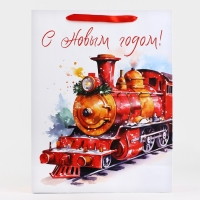 Новый год. Пакет подарочный новогодний ламинированный &laquo;Новогодний поезд&raquo;, L 31 х 40 х 11.5 см, Новый год