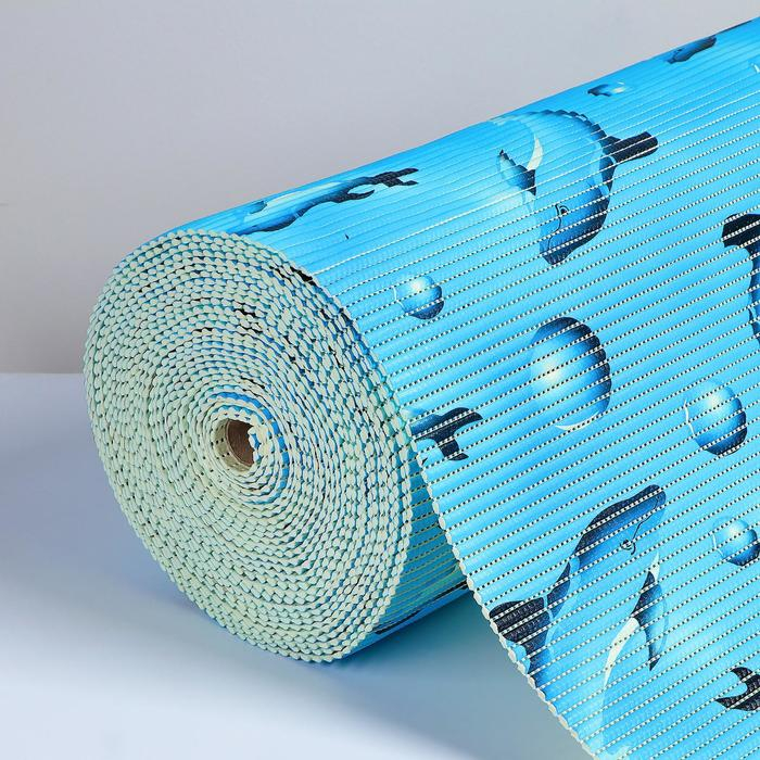 Коврик для ванной комнаты «Дельфины», ширина 65 см, рулон 15 м, цвет голубой Коврик для ванной комнаты «Дельфины», ширина 65 см, рулон 15 м, цвет голубой