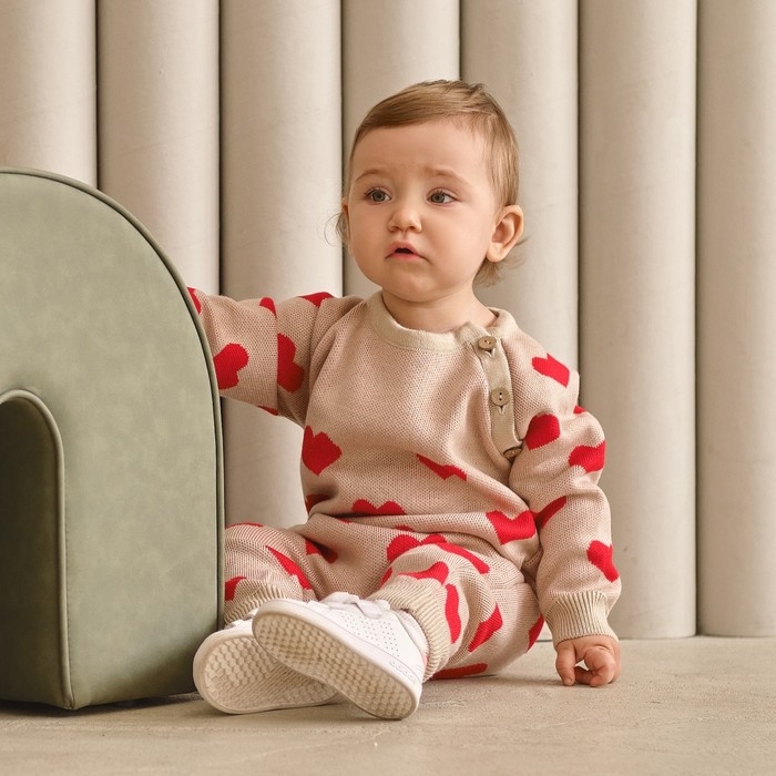 Комбинезон вязаный Крошка Я «Сердечки», рост 62-68 см Комбинезон вязаный Крошка Я «Сердечки», рост 62-68 см