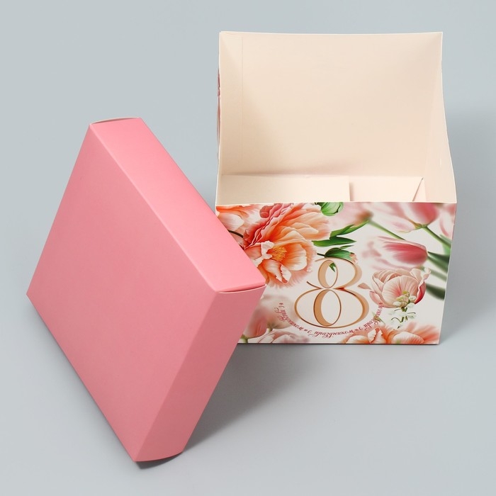 Коробка подарочная складная, упаковка, &laquo;С 8 марта&raquo;, 15 х 15 х 15 см