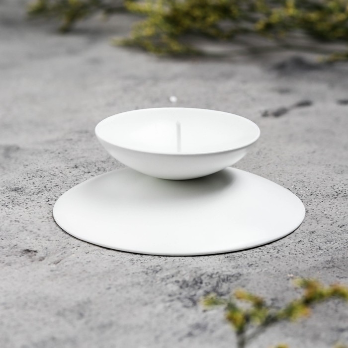 Подсвечник Подсвечник "Гадальный Н" металл на 1 свечу, 7,3х3 см, белый