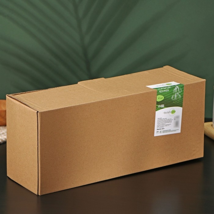 Набор фарфоровых кружек на деревянной подставке BellaTenero, 4 предмета: 400 мл, цвет белый Набор фарфоровых кружек на деревянной подставке BellaTenero, 4 предмета: 400 мл, цвет белый