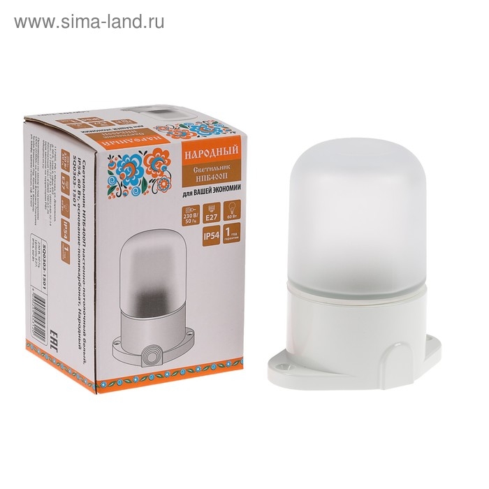 Светильник настенно-потолочный TDM НПБ400П "Народный", Е27, 60 Вт, IP54, до +130&deg;, белый