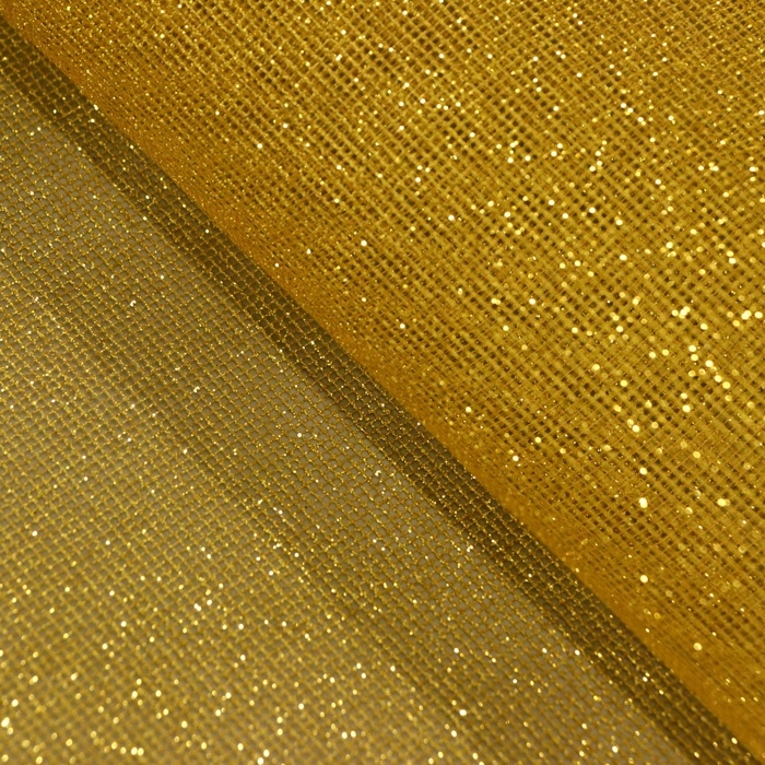 Упаковка для цветов Упаковка для цветов "Клетка с глиттером" золотая, 48 см х 4,5 м