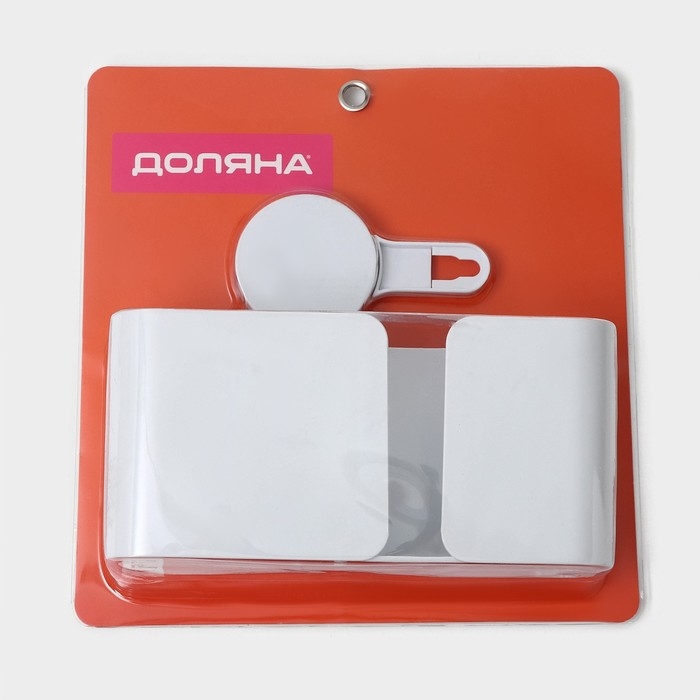 Держатель для ванных принадлежностей на липучке Доляна, 21×19×9 см, цвет белый Держатель для ванных принадлежностей на липучке Доляна, 21×19×9 см, цвет белый