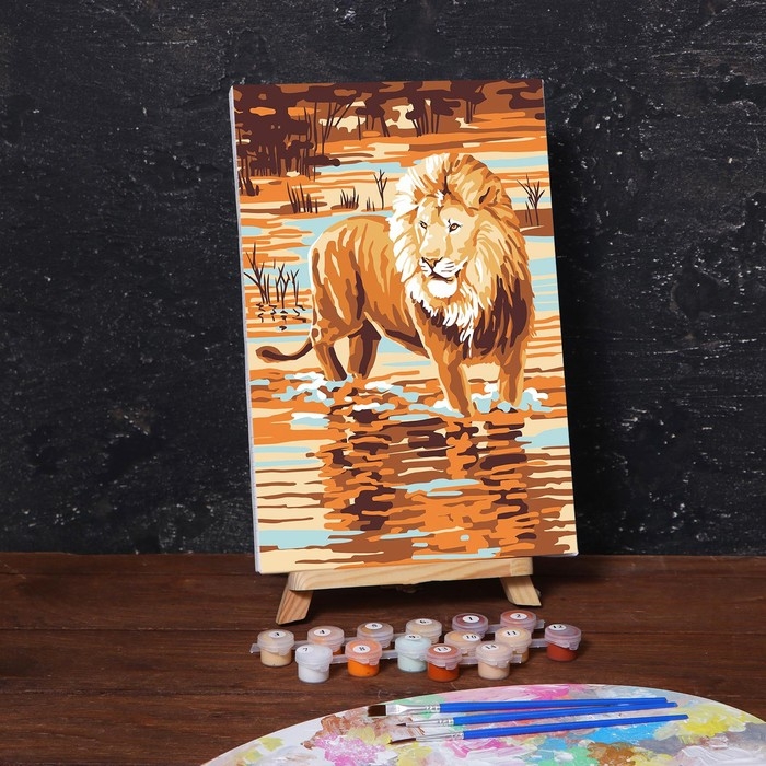 Картина по номерам на холсте с подрамником &laquo;Царь зверей&raquo; 20х30 см