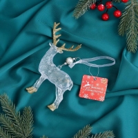 Украшение ёлочное "Лось рога блеск" 12х14,5 см, прозрачно-золотой