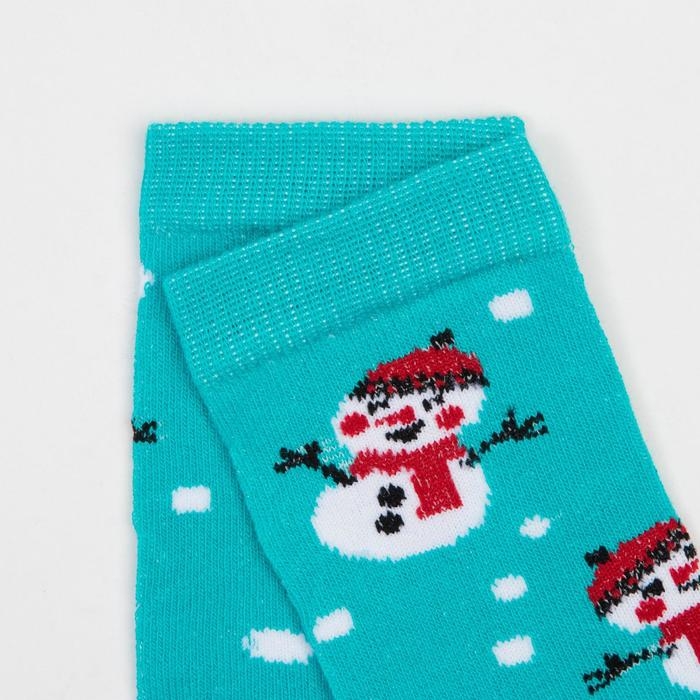 Носки детские &laquo;Снеговики&raquo; цвет василёк, размер 22-24