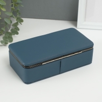 Шкатулка кожзам для украшений "Мелкая рябь" сине-серая 10х18х6 см Шкатулка кожзам для украшений "Мелкая рябь" сине-серая 10х18х6 см