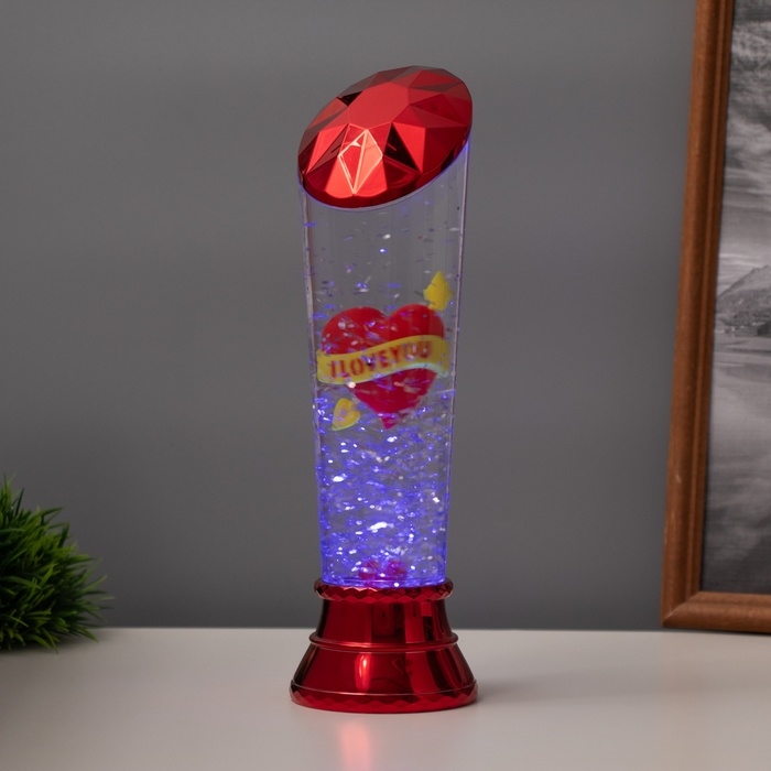 Лава лампа &laquo;Сердце&raquo; LED 3хААА, USB красный 6,5х6,5х23,7см