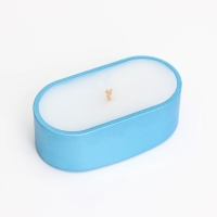 Свеча в овальном подсвечнике из гипса,9,5х4,7х3см,голубой Свеча в овальном подсвечнике из гипса,9,5х4,7х3см,голубой