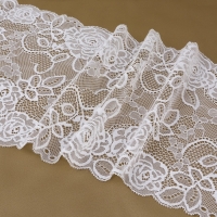 Кружевная эластичная ткань, 190 мм &times; 2,7 &plusmn; 0,5 м, цвет белый