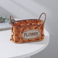 Кашпо для цветов плетёное с ручками Доляна «Овал», 17,5×8×12,5 см, цвет светло-коричневый Кашпо для цветов плетёное с ручками Доляна «Овал», 17,5×8×12,5 см, цвет светло-коричневый