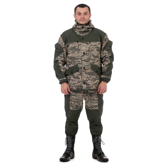 Костюм демисезонный "Горка" цифра св.серый/хаки, ткань: Грета, флис, 48-50/182-188