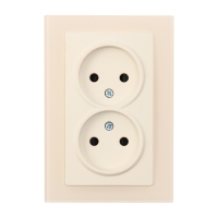 Розетка двухместная TOT Matte Glass, 10 А, скрытая, без з/к, стекло, бежевая Розетка двухместная TOT Matte Glass, 10 А, скрытая, без з/к, стекло, бежевая