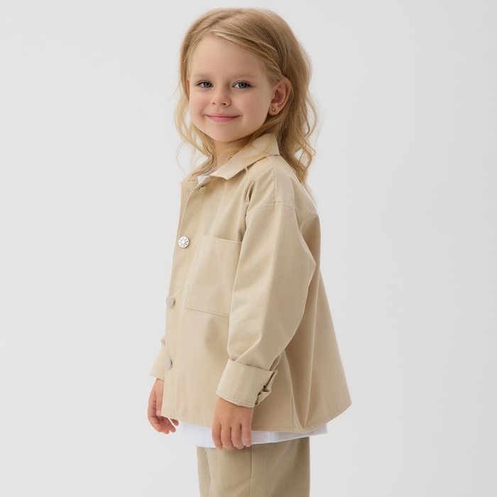 Рубашка детская MINAKU: Jeans collection, цвет бежевый, рост 104 см Рубашка детская MINAKU: Jeans collection, цвет бежевый, рост 104 см