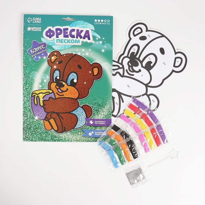 Фреска для самых маленьких &laquo;Мишка&raquo; + блёстки