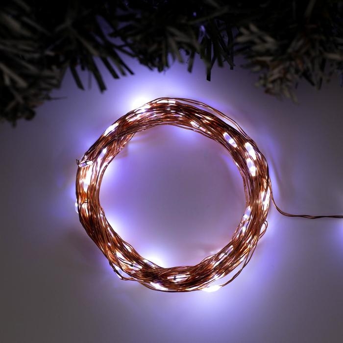 Гирлянда &laquo;Нить&raquo; 10 м роса, IP20, медная нить, 100 LED, свечение белое, 12 В