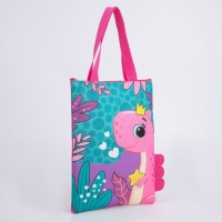 Шопер детский для девочки с допиками &laquo;Динозаврик&raquo; на молнии, 32х23см