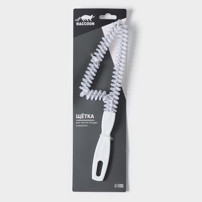 Щётка для чистки посуды и решёток-гриль Raccoon, треугольник, 24&times;6,5х1,5 см, цвет белый