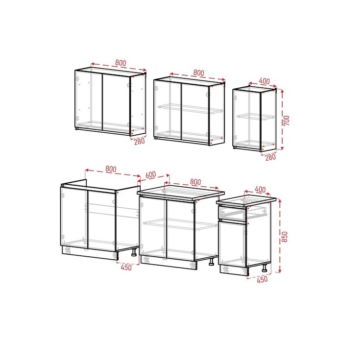 Кухонный гарнитур Стиль 2000, Белый/Белый