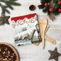 Набор подарочный Этель "Снежная деревенька": полотенце 40х70, ложка кух., доска кух.