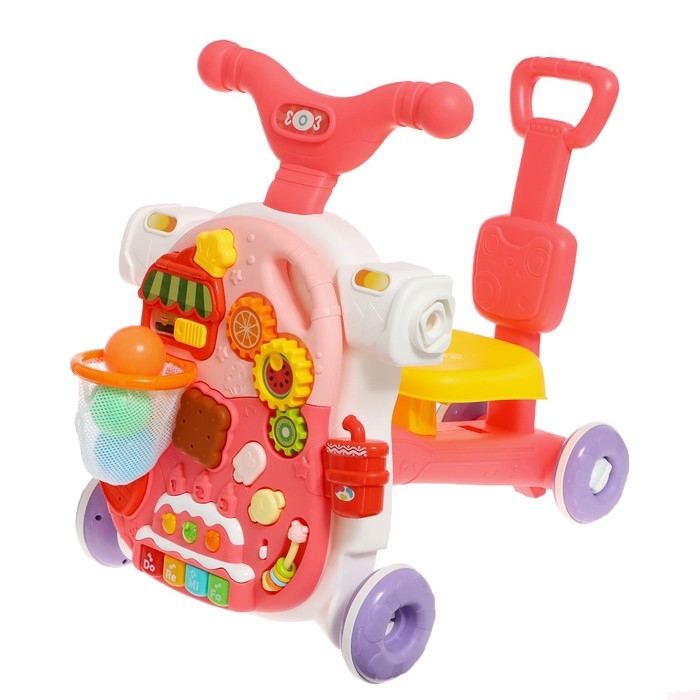 Столик-ходунки 4 в 1, звук, цвет розовый