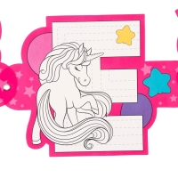 Гирлянда на люверсах с плакатом "С Днем Рождения", длина 304 см, Минни Маус и Единорог