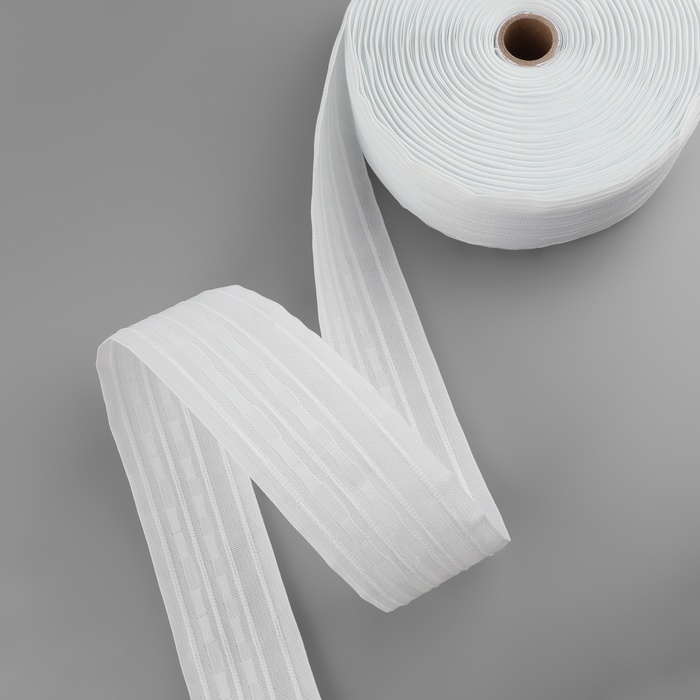 Шторная лента классическая, матовая, 6 см, 50 &plusmn; 1 м, цвет белый