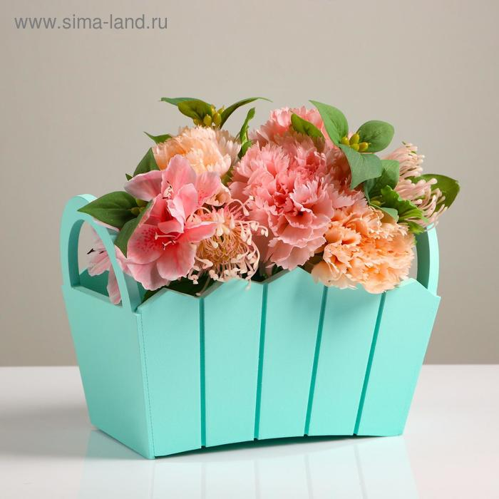 Кашпо деревянное 25,5&times;16,5&times;17,5 см "Мария", ручки боковые, МДФ, мята