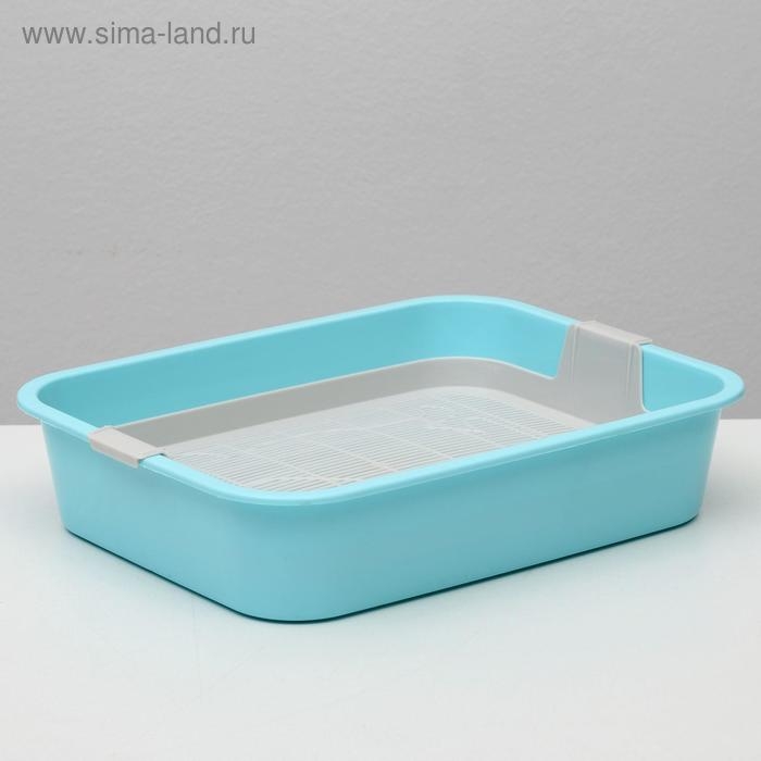 Туалет Туалет "Мур-мяу" для кошек, с сеткой, 33,2 х 25,6 х 7,2 см голубой