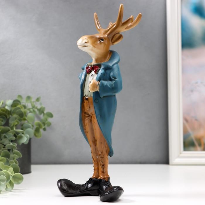 Сувенир полистоун Сувенир полистоун "Лось в синем пиджаке и красной бабочке" 30х12,5х11,5 см
