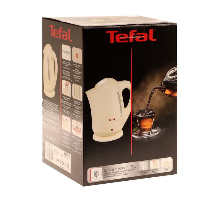 Чайник электрический Tefal BF925232, пластик, 1.7 л, 2400 Вт, бежевый