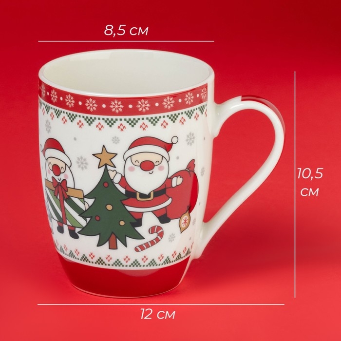 Новогодняя кружка Доляна &laquo;Новогодний подарок&raquo;, 370 мл, 12&times;8,5&times;10,5 см, цвет белый