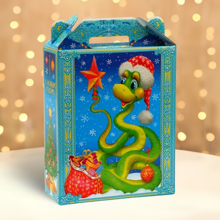 Новый год. Подарочная коробка новогодняя Подарок Новый год. Подарочная коробка новогодняя Подарок "Визит" 16,8 х 7 х 25 см.