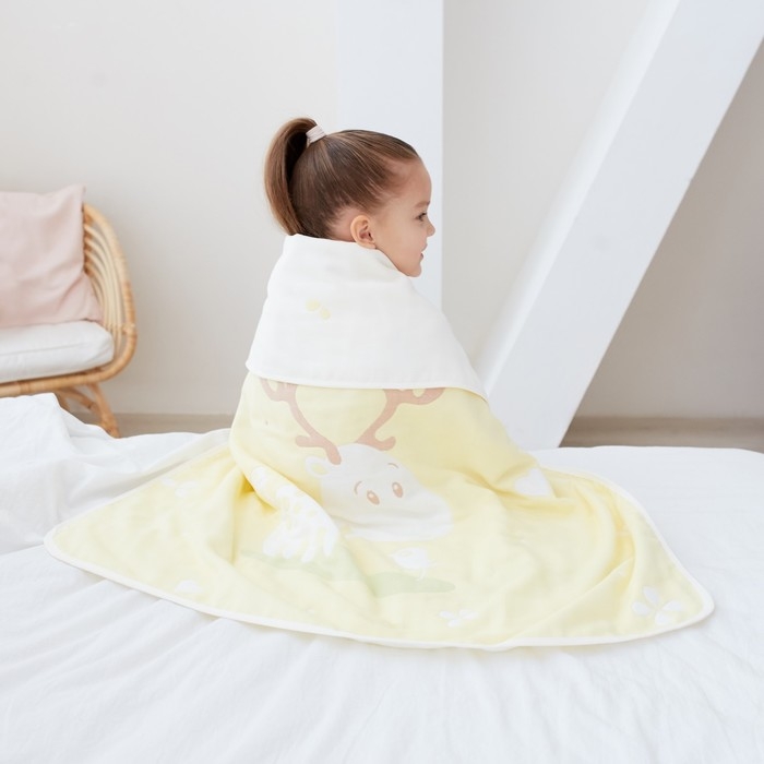 Полотенце детское Крошка Я &laquo;Оленёнок&raquo; 95х100&plusmn;5 см, цвет жёлтый, 100% хлопок, 280 г/м2