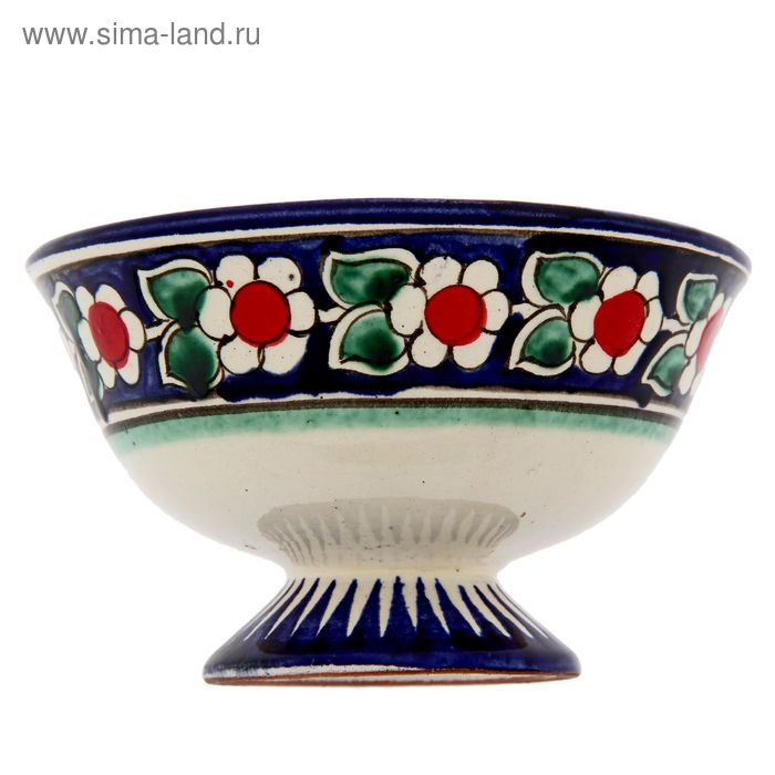 Конфетница Риштанская Керамика Конфетница Риштанская Керамика "Цветы", 12 см, синяя