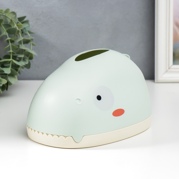 Шкатулка пластик для салфеток Шкатулка пластик для салфеток "Динозавр" светло-зелёная 12х12х21 см