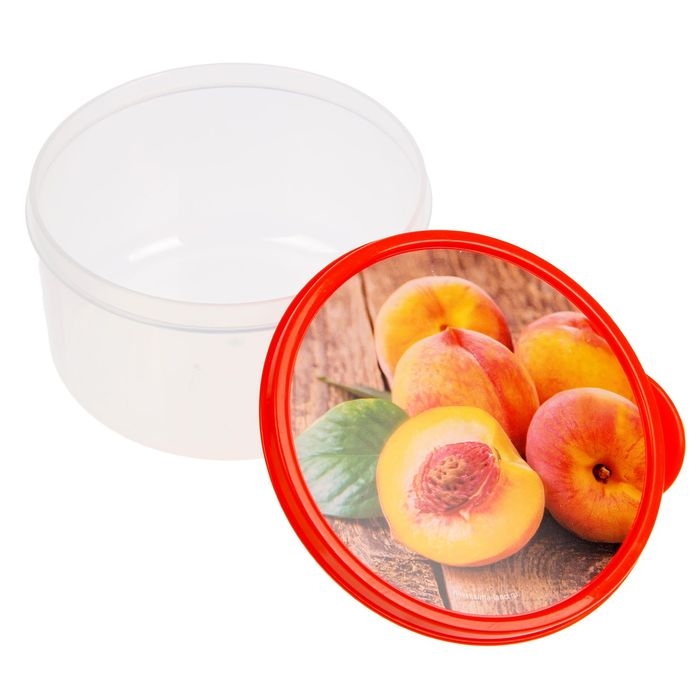 Ланч-бокс круглый FoodVibes &laquo;Персики&raquo;, 500 мл