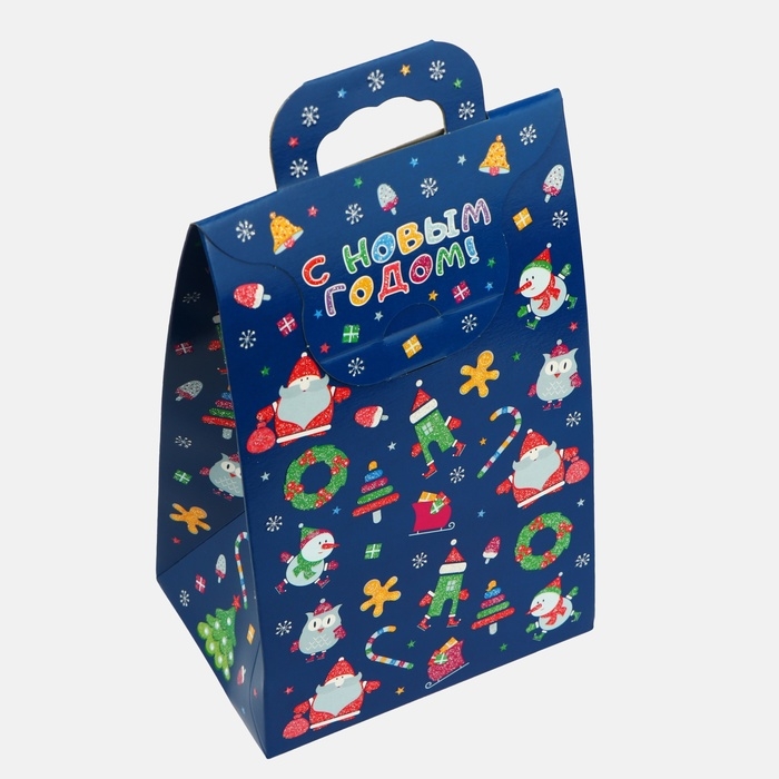 Новый год. Подарочная коробка новогодняя Сумочка мини Новый год. Подарочная коробка новогодняя Сумочка мини "Новогодний арт" 140 x 100 x 223 см.