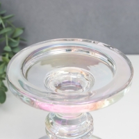 Подсвечник стекло на 1 свечу "Честность" d-3,5/8,5/10 см радужный прозрачный 11,5х11,5х24 см   78771