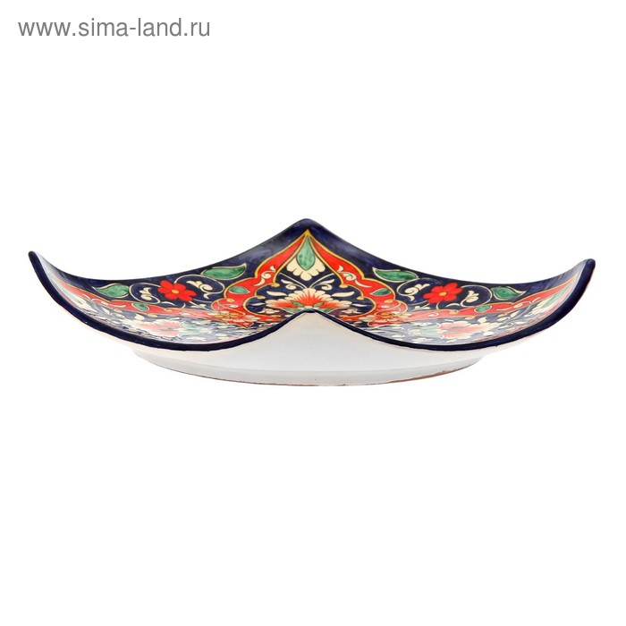 Ляган Риштанская Керамика Ляган Риштанская Керамика "Цветы", 25 см, квадратный, красный